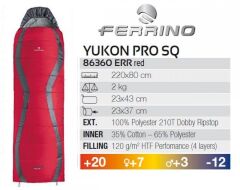 Ferrino Yukon Pro Sq -12°C Uyku Tulumu Kırmızı